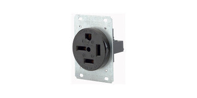 Receptacle, Single; 50A; 250V; 3 Pole; 4 Wire; Black; 2.44 in. OD Face; Flush Mount - 8450