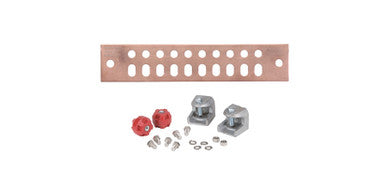 Grounding BUSBar, 10 in. L, 1/4 in. Thk, Tinned Copper, 10-Hole - UGBKIT-0210