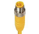 Cord Set, 22 AWG, M12 Male Straight Connector, 10m L, Yellow - 600005548