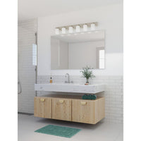 Merry Collection Six-Light Brushed Nickel and Etched Glass Transitional Style Bath Vanity Wall Light - Damp Location Listed