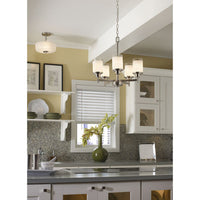Alexa Collection Five-Light Brushed Nickel Etched Linen With Clear Edge Glass Modern Chandelier Light - Dry Location Listed