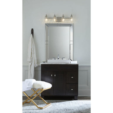 Anjoux Collection Four-Light Silver Ridge Clear Water Glass Luxe Bath Vanity Light - Damp Location Listed