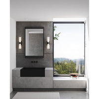 Zura Collection Two-Light Matte Black Etched Opal Glass Modern Bath Vanity Light - Damp Location Listed