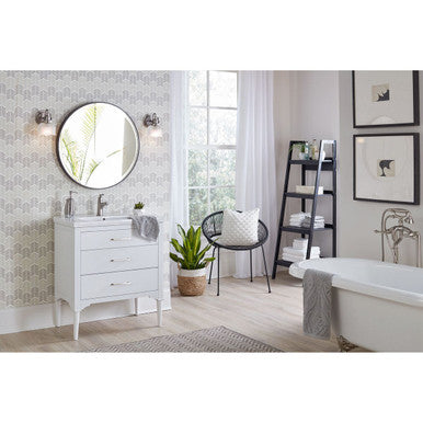 Archie Collection One-Light Antique Nickel Clear Double Prismatic Glass Coastal Bath Vanity Light