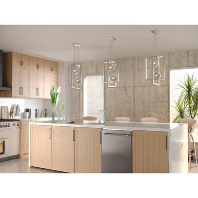Atwell Collection Two-Light Brushed Nickel Clear Glass Luxe Pendant Light - Dry Location Listed