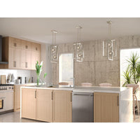 Atwell Collection Two-Light Brushed Nickel Clear Glass Luxe Pendant Light - Dry Location Listed