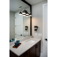 Bramlett Collection Three-Light Brushed Nickel Graphite Metal Shade Coastal Bath Vanity Light - Damp Location Listed