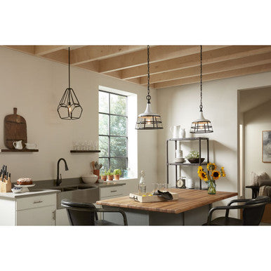 Bastille Collection One-Light White Coastal Pendant Light - Dry Location Listed