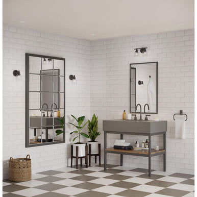Ambrose Collection Two-Light Farmhouse Matte Black Clear Glass Bath Vanity Light - Damp Location Listed