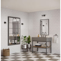 Ambrose Collection Two-Light Farmhouse Matte Black Clear Glass Bath Vanity Light - Damp Location Listed