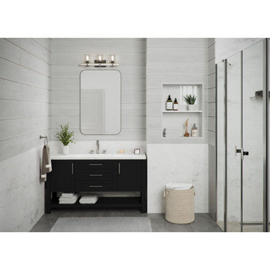 Gulliver Collection Three-Light Graphite Clear Seeded Glass Coastal Bath Vanity Light - Damp Location Listed