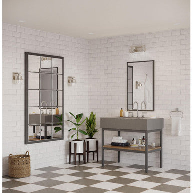 Beckner Collection Two-Light Brushed Nickel Clear Glass Urban Industrial Bath Light - Damp Location Listed