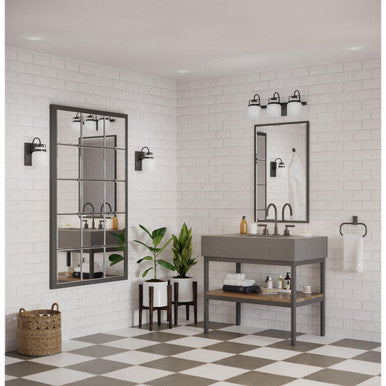 Fessler Collection Three-Light Matte Black Opal Glass Farmhouse Bath Light - Damp Location Listed