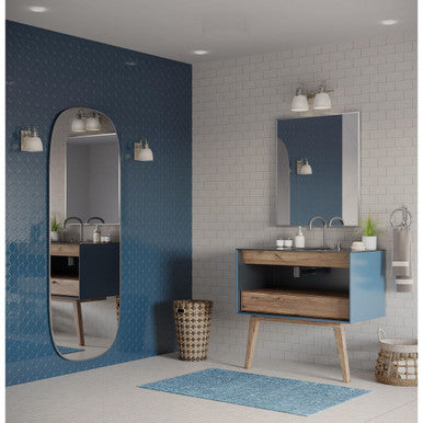 Preston Collection Two-Light Brushed Nickel Coastal Bath and Vanity Light - Damp Location Listed
