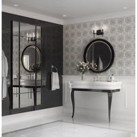 Elara Collection Two-Light New Traditional Matte Black Clear Glass Bath Vanity Light - Damp Location Listed