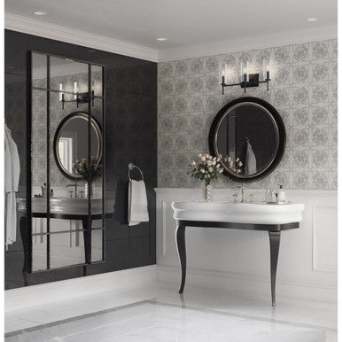 Elara Collection Three-Light Matte Black Clear Glass New Traditional Bath Vanity Light - Damp Location Listed