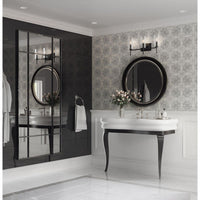 Elara Collection Three-Light Matte Black Clear Glass New Traditional Bath Vanity Light - Damp Location Listed