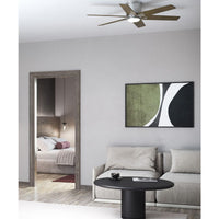 Bexar Collection 54 in. Six Blade Brushed Nickel Modern Farmhouse Ceiling Fan with Integrated LED Light - Dry Location Only