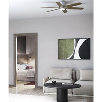 Bexar Collection 54 in. Six Blade Brushed Nickel Modern Farmhouse Ceiling Fan with Integrated LED Light - Dry Location Only