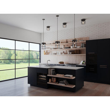 Burgess Collection One-Light Matte Black Modern Farmhouse Flush Mount - Damp Location Listed