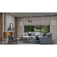 Boundary Collection Four-Light Brushed Nickel Grey Washed Oak Modern Chandelier - Dry Location Listed