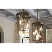 Burgess Collection Five-Light Aged Bronze Modern Farmhouse Hall & Foyer Light - Dry Location Listed