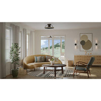 Burnett Collection Oscillating Three-Blade Matte Black Modern Traditional Ceiling Fan with Brushed Bronze Accent - Damp Location Listed