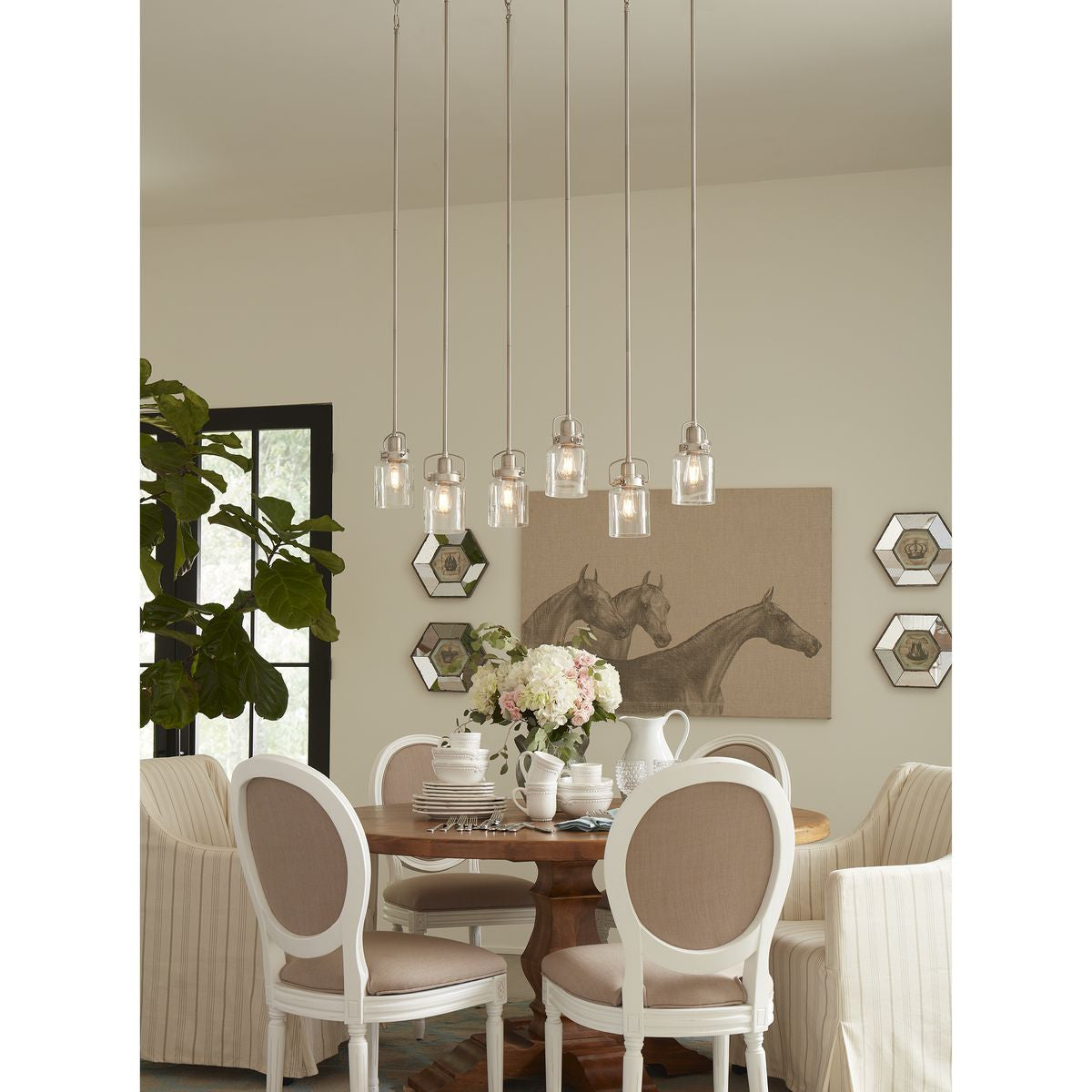 Progress Lighting Calhoun Collection One-Light Brushed Nickel Clear Glass Farmhouse Mini-Pendant Light - Dry Location Listed Application Shot Model P500055-009