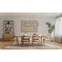 Hedgerow Collection Five-Light Brushed Nickel and Grey Washed Oak Farmhouse Style Linear Island Chandelier Light - Dry Location Listed