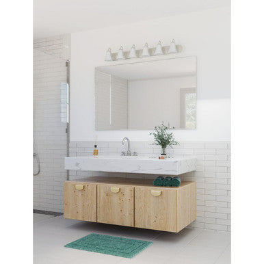 Classic Collection Six-Light Brushed Nickel Etched Glass Traditional Bath Vanity Light - Damp Location Listed