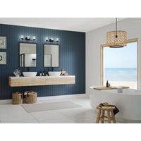 Glide Collection Three-Light Rubbed Bronze Etched Opal Glass Coastal Bath Vanity Light - Damp Location Listed