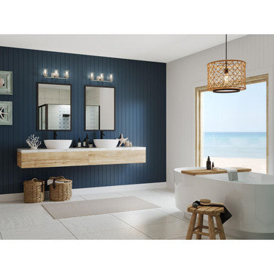 Winslett Collection Three-Light Brushed Nickel Clear Seeded Glass Coastal Bath Vanity Light - Damp Location Listed
