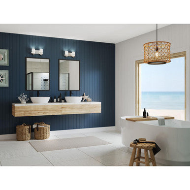 Reiss Collection Two-Light Modern Farmhouse Brushed Nickel Vanity Light - Damp Location Listed