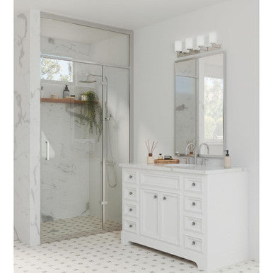 Merry Collection Four-Light Polished Chrome and Etched Glass Transitional Style Bath Vanity Wall Light - Damp Location Listed