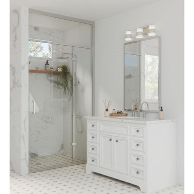 Haven Collection Three-Light Brushed Nickel Opal Glass Luxe Industrial Bath Light - Damp Location Listed