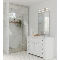 Haven Collection Three-Light Brushed Nickel Opal Glass Luxe Industrial Bath Light - Damp Location Listed