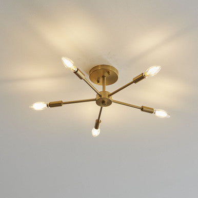 Delayne Collection Five-Light Mid-Century Modern Brushed Bronze Semi-Flush Mount Light - Dry Location Listed