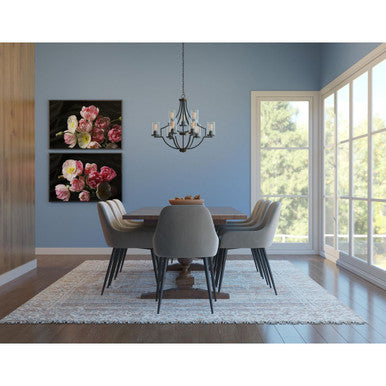 Lassiter Collection Nine-Light Matte Black Clear Glass Modern Chandelier Light - Dry Location Listed