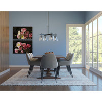 Saffert Collection Four-Light New Traditional Matte Black Clear Glass Chandelier Light - Dry Location Listed
