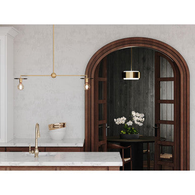 Trimble Collection Two-Light Brushed Bronze Linear Chandelier - Dry Location Listed