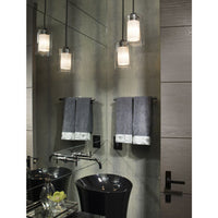 Double Glass One-Light Polished Chrome Etched White Inside/Seeded Glass Outside Glass Farmhouse Pendant Light - Damp Location Listed - Model P500018-015