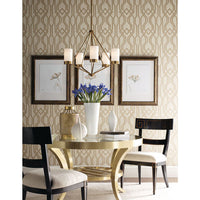 Elevate Collection Five-Light Brushed Bronze Etched White Glass Mid-Century Modern Chandelier Light - Dry Location Listed