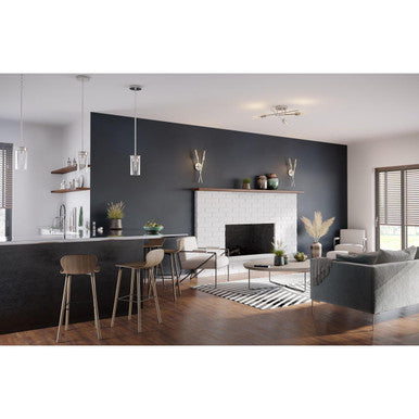 Kellwyn Collection One-Light Brushed Nickel and Clear Glass Transitional Style Hanging Mini-Pendant Light