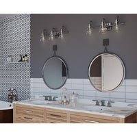 Litchfield Collection Three-Light Polished Chrome Clear Glass Coastal Bath Vanity Light - Damp Location Listed