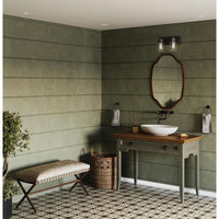 Calhoun Collection Two-Light Antique Bronze Clear Glass Farmhouse Bath Vanity Light - Damp Location Listed