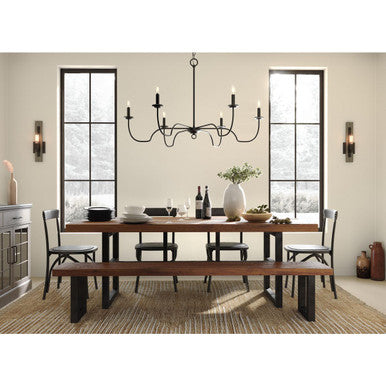 Canebrake Collection Six-Light Matte Black Farmhouse Chandelier Light - Dry Location Listed