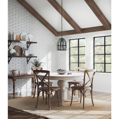 Chastain Collection One-Light Textured Black Cerused Black Oak Basket Farmhouse Pendant Light - Dry Location Listed