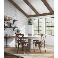Chastain Collection One-Light Textured Black Cerused Black Oak Basket Farmhouse Pendant Light - Dry Location Listed