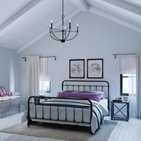 Leyden Collection Five-Light Matte Black Farmhouse Style Chandelier - Dry Location Listed