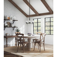 Clifton Heights Collection Six-Light Modern Farmhouse Matte Black Etched Glass Chandelier Light - Dry Location Listed
